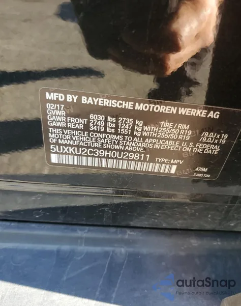 2017 BMW X6 xDrive35I from USA, damaged, VIN 5UXKU2C39H0U29811